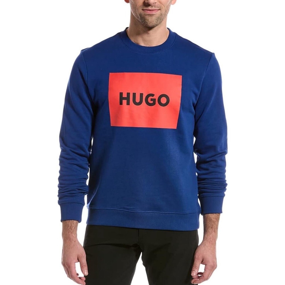Men's Hugo Boss Duragol222 Blue Sweatshirt Long Sleeve Crew Neck Size Medium